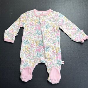 E=mc2 Magnetic Me Cotton Footed Coverall Floral Spring Pink Newborn
